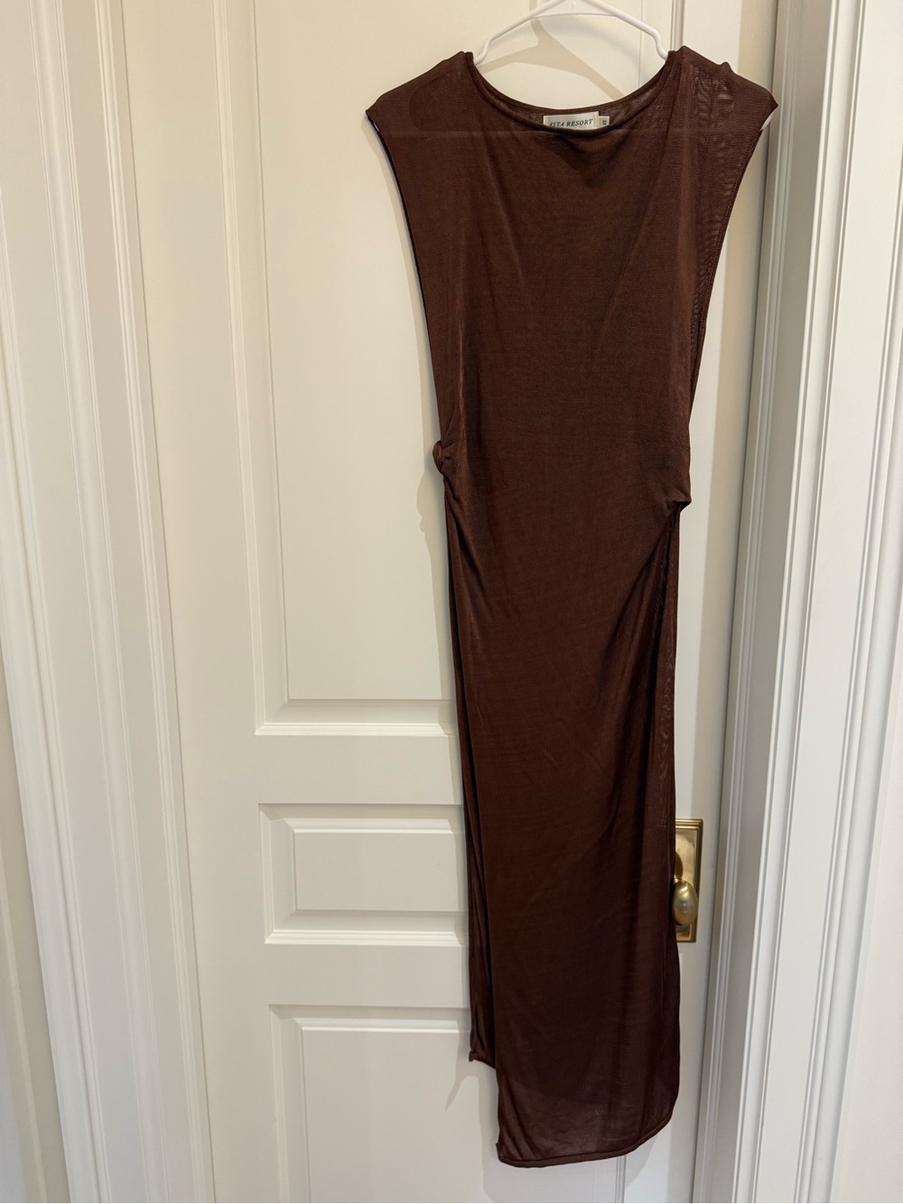Sleeveless Brown Ribbed Tank Dress by Babaton